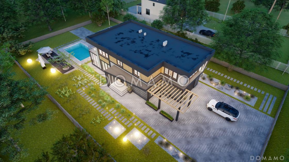 Проект двухэтажного дома из газобетона со встроенным гаражом, верандой и спортзалом / 10