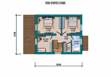 Проект одноэтажного дома с мансардой и террасой / План мансардного этажа Проект одноэтажного дома с мансардой и террасой / План мансардного этажа
