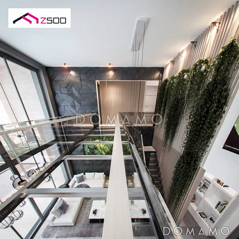 Проект дома из газобетона с кабинетом, гаражом на 2 машины и террасой на втором этаже Проект дома из газобетона с кабинетом, гаражом на 2 машины и террасой на втором этаже