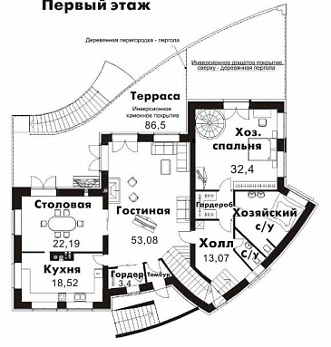 Проект комфортабельного дома с баней, бассейном, сауной и огромной террасой с барбекю / План цокольного этажа Проект комфортабельного дома с баней, бассейном, сауной и огромной террасой с барбекю / План цокольного этажа