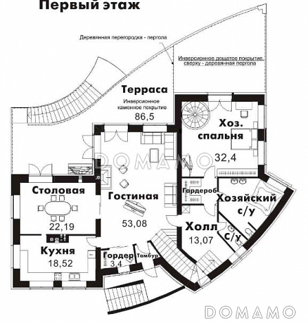 Проект комфортабельного дома с баней, бассейном, сауной и огромной террасой с барбекю / План цокольного этажа Проект комфортабельного дома с баней, бассейном, сауной и огромной террасой с барбекю / План цокольного этажа