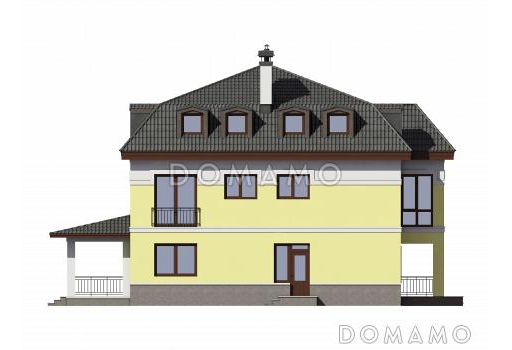 Проект трехэтажного загородного дома из кирпича / Фасад 3