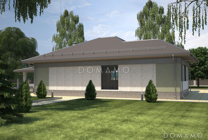 Проект большого одноэтажного дома с крытой террасой