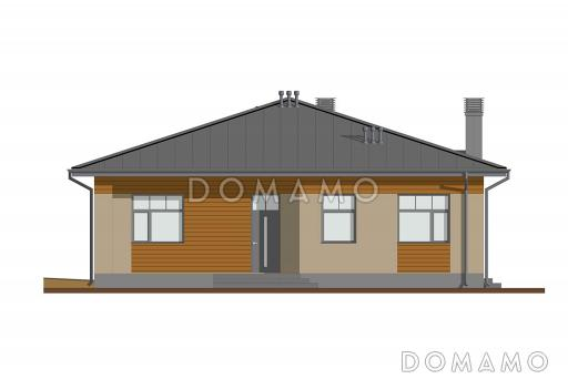 Проект небольшого квадратного дома с 2 спальнями / Фасад 4