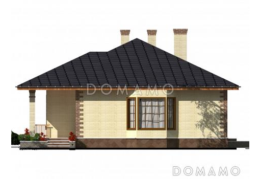 Одноэтажный дом из крупноформатного кирпича с тремя спальнями, большой кухней-гостиной и сауной / Фасад 8