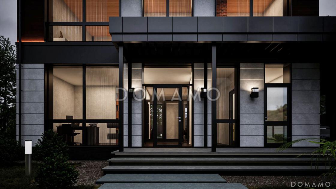 Проект двухэтажного дома с 3 спальнями, кабинетом и автонавесом / 5