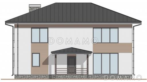 Проект дома с четырьмя спальнями, вторым светом в гостиной и гардеробными на обоих этажах / Фасад 4