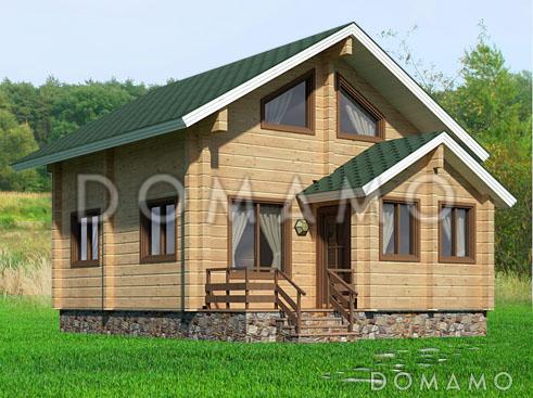 Проект дачного дома с мансардой до 100 м. кв. из клееного бруса / 1