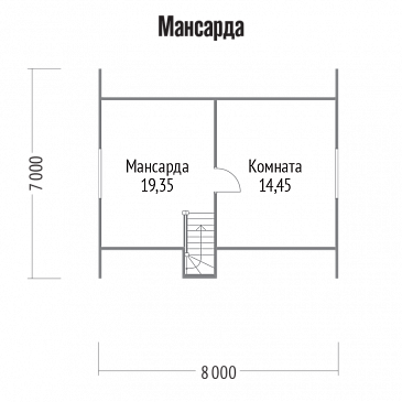 Проект дома из клееного бруса с небольшой кладовой / План мансардного этажа Проект дома из клееного бруса с небольшой кладовой / План мансардного этажа
