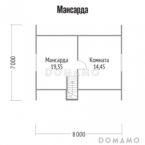 Проект дома из клееного бруса с небольшой кладовой / План мансардного этажа Проект дома из клееного бруса с небольшой кладовой / План мансардного этажа