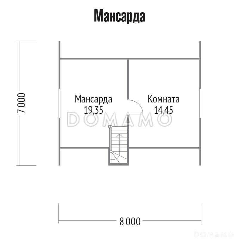 Проект дома из клееного бруса с небольшой кладовой / План мансардного этажа