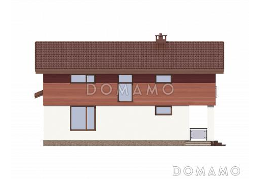 Проект дома по технологии ЛСТК с панорамными окнами и натуральной черепицей / Фасад 3