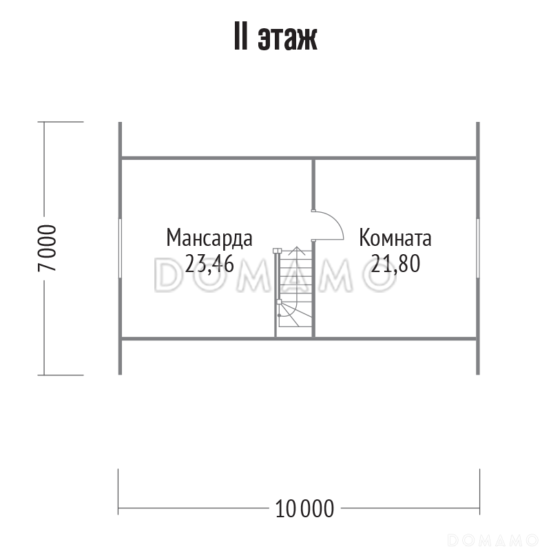 Проект каркасного дома  для небольшого земельного участка / План мансардного этажа