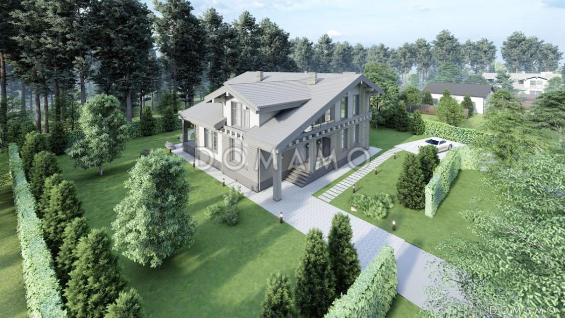 Проект мансардного дома с сауной, вторым светом, террасой и балконом / 2