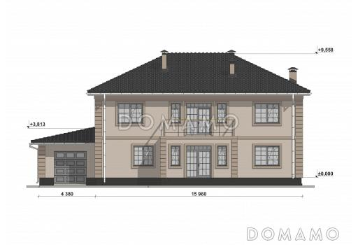 Проект двухэтажного дома с сауной в классическом стиле S-349 / Фасад 3