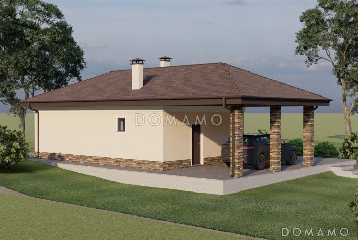 Проект каркасного гаража с навесом на три машиноместа Проект каркасного гаража с навесом на три машиноместа