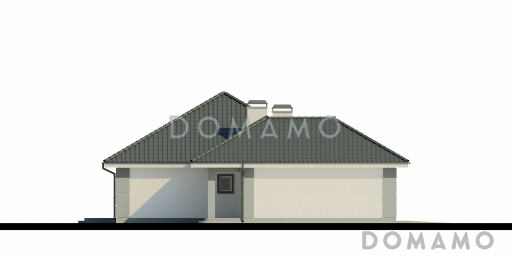 Проект одноэтажного дома из кирпича с просторной гостиной и с большим пристроенным гаражом / Фасад 2