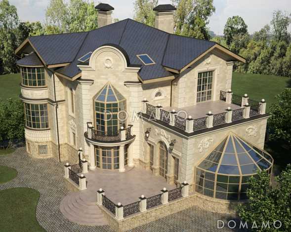 Проект дома с открытой террасой главного входа и пристроенным бассейном   Проект дома с открытой террасой главного входа и пристроенным бассейном