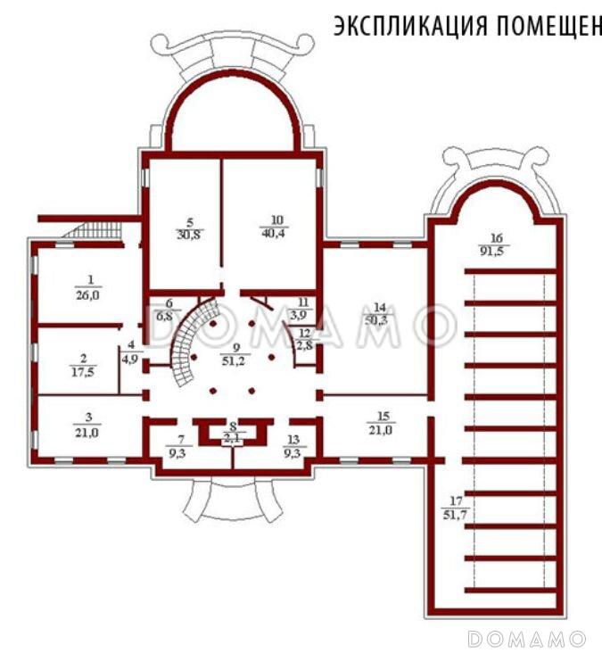 Проект двухэтажного особняка со львами у парадного входа / План цокольного этажа