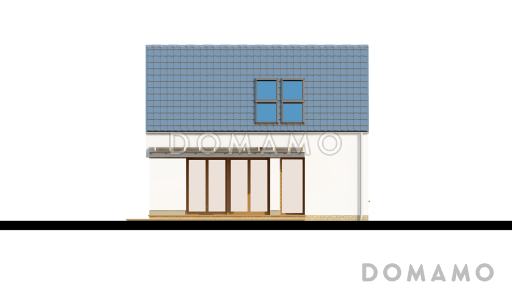 Проект одноэтажного мансардного дома из кирпича с большой площадью остекления в гостиной / Фасад 3