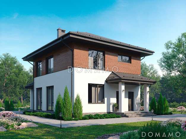 Проект двухэтажного дома с террасой, отдельным входом в котельную, хозяйской спальней с ванной Проект двухэтажного дома с террасой, отдельным входом в котельную, хозяйской спальней с ванной