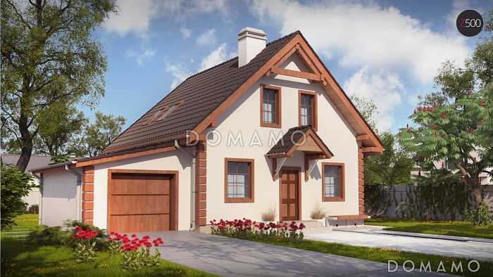 Проект одноэтажного дома из газобетона с мансардным этажом и гаражом Проект одноэтажного дома из газобетона с мансардным этажом и гаражом