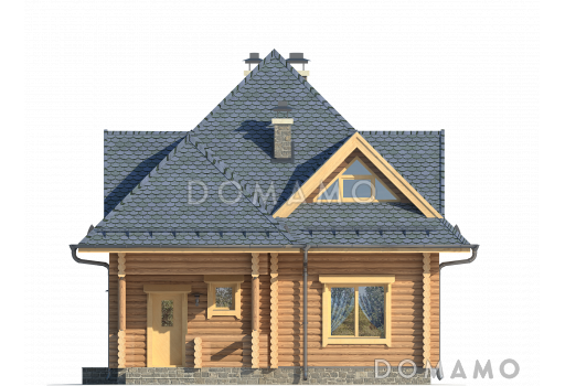 Проект небольшого загородного дома с красивой серой крышей / Фасад 1