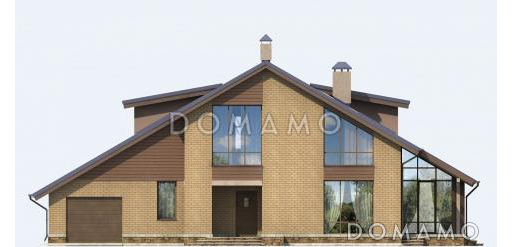 проект светлого дома с верандой и гаражом для одной машины / Фасад 3