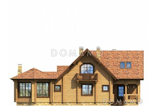 Проект уютного дома с тремя спальнями и необычной столовой-верандой / Фасад 3