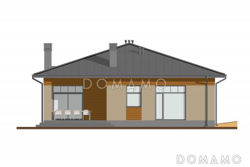 Проект небольшого квадратного дома с 2 спальнями / Фасад 3