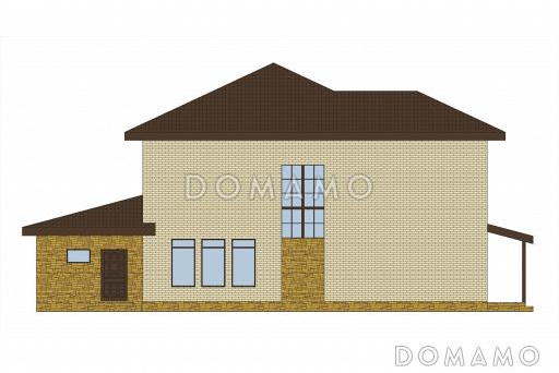 Проект дома из пеноблоков с эркером и балконом / Фасад 1