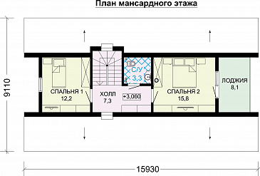 Проект каркасного А-образного дома-шалаша / План мансардного этажа Проект каркасного А-образного дома-шалаша / План мансардного этажа