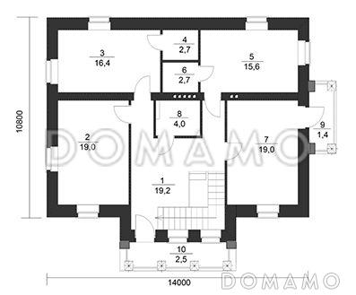 Проект дома в классическом стиле с колоннами / План 2 этажа