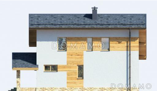 Проект загородного дома с панорамным окном в гостиной / Фасад 2