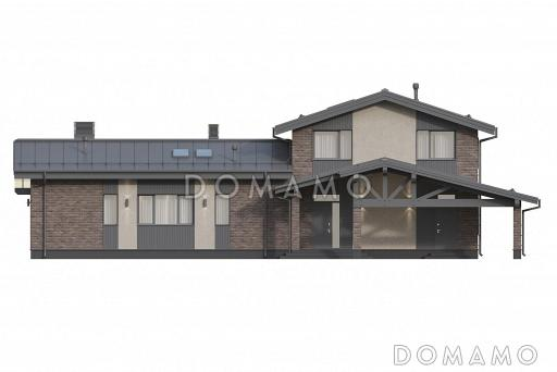 Проект каркасного дома в скандинавском стиле с сауной и террасой барбекю / Фасад 1