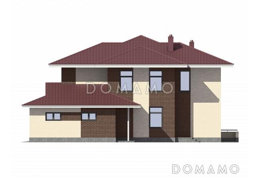 Проект двухэтажного дома из СИП панелей с окнами в пол в гостиной / Фасад 2