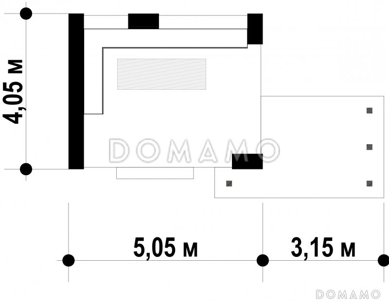 Проект беседки с закрытой и открытой зоной для большого участка / План 1 этажа
