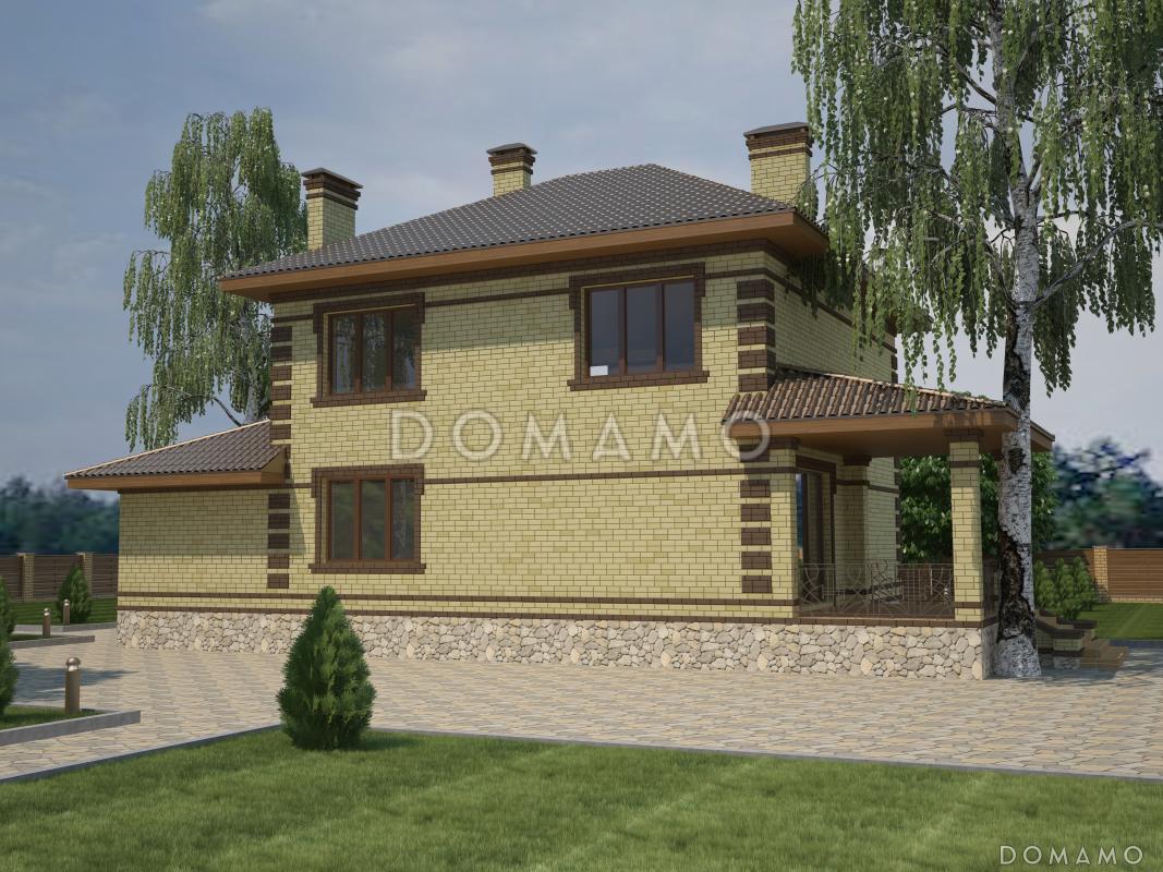 Проект двухэтажного дома с пристроенным гаражом, террасой и крыльцом / 3