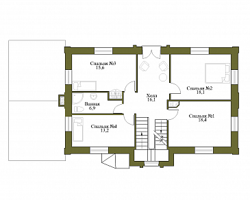 Проект газобетонного коттеджа для большой семьи / План 2 этажа