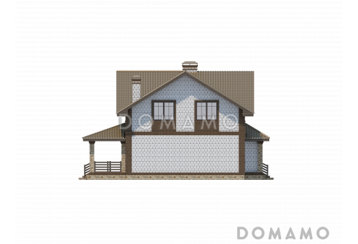 Проект двухэтажного коттеджа на две семьи / Фасад 3