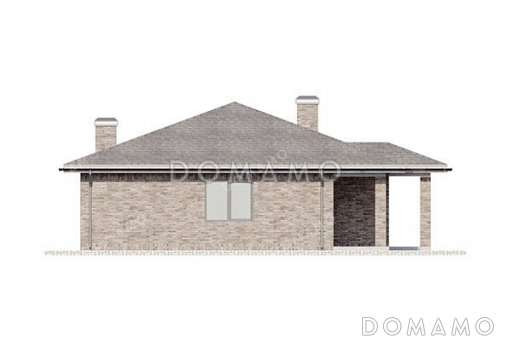 Проект компактного одноэтажного дома с террасой / Фасад 2