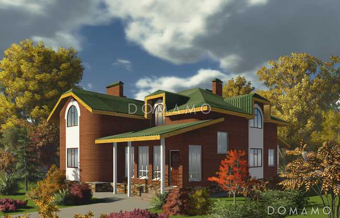 Проект одноэтажного кирпичного коттеджа с мансардным этажом Проект одноэтажного кирпичного коттеджа с мансардным этажом