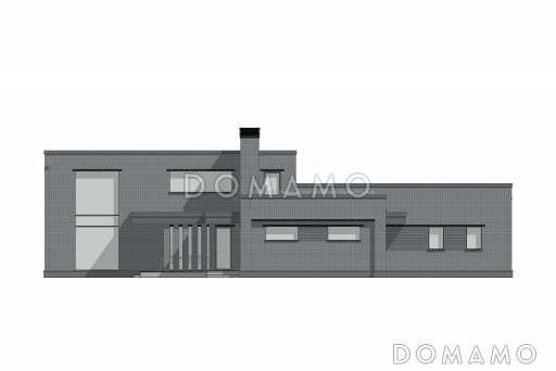 Проект дома из газобетона с эксплуатируемой кровлей, террасой барбекю, гаражом и вторым светом / Фасад 3