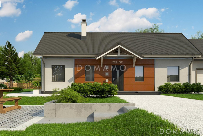 Проект классического одноэтажного дома из кирпича с тремя спальнями, светлой гостиной и гаражом