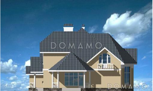 Проект дома из кирпича с кинозалом / Фасад 2