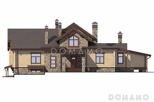 Проект дома современного дома с цокольным этажом для неровных участков / Фасад 1