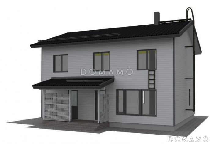 Проект каркасного дома с большой гардеробной в спальной комнате на втором этаже Проект каркасного дома с большой гардеробной в спальной комнате на втором этаже