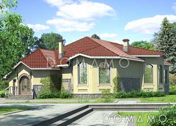 Проект одноэтажного дома из SIP панелей с гаражом чуть больше 200 кв. м