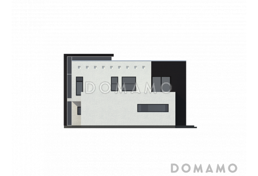Проект современного просторного двухэтажного дома из газобетона в стиле кубизм с гаражом и террасой над ним / Фасад 2