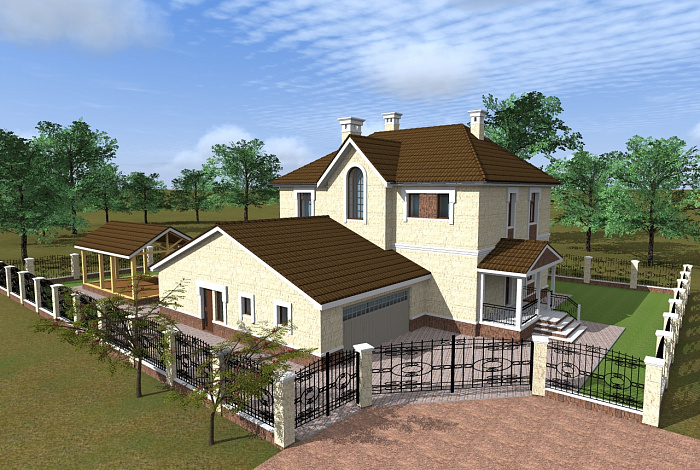 Проект дома в классическом стиле с гаражом